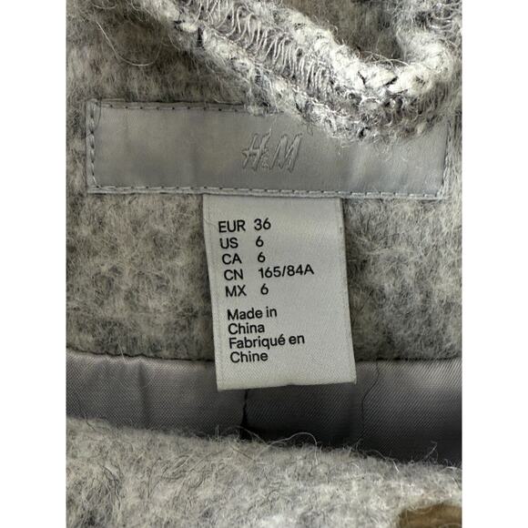 H&M Womens Size 6 Mock Neck Wool Blend Coat Grat Long Sleeve Outdoor Winter Zip - Picture 6 of 9